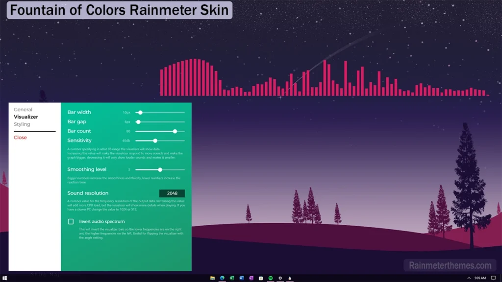 Fountain of colors Rainmeter skin